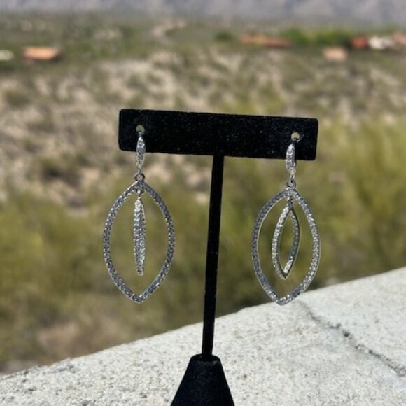 GIVENCHY Silver Crystal Pave Orbital Drop EARRINGS - Picture 4 of 8